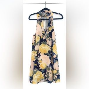 Lulus M high neck navy blue floral mini dress sundress